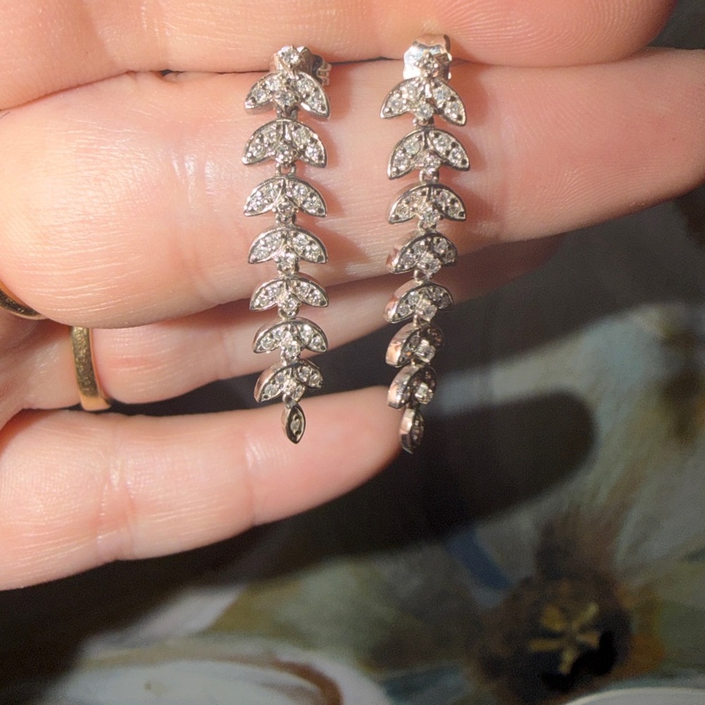 14k Diamond Encrusted earrings - Picture 3 of 3